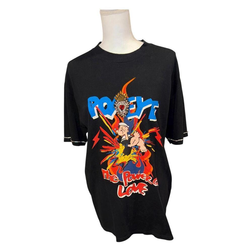 Popeye Tiger In The Rain Embellished T-Shirt, Size Small